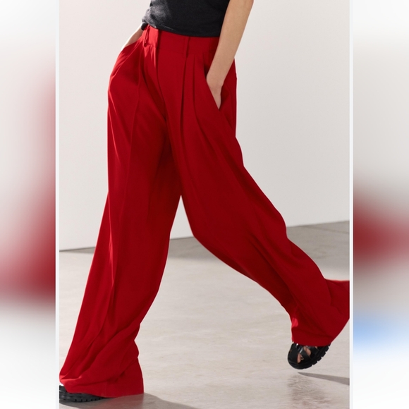 BNWT! Zara PLEATED TABBED MENSWEAR STYLE PANTS ZW COLLECTION - Picture 9 of 10